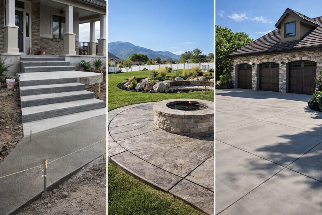 porch backyard and driveway concrete & remodeling in utah