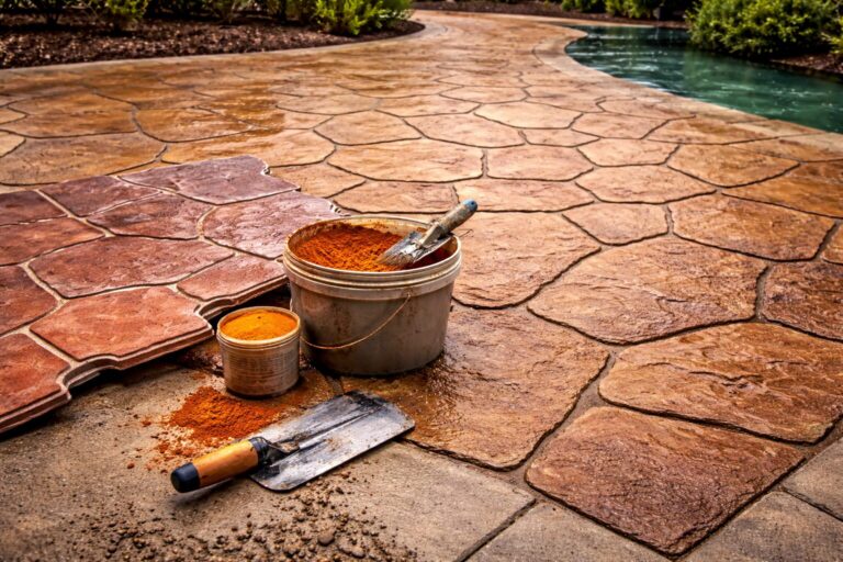 stamped concrete decorative finish with custom patterns
